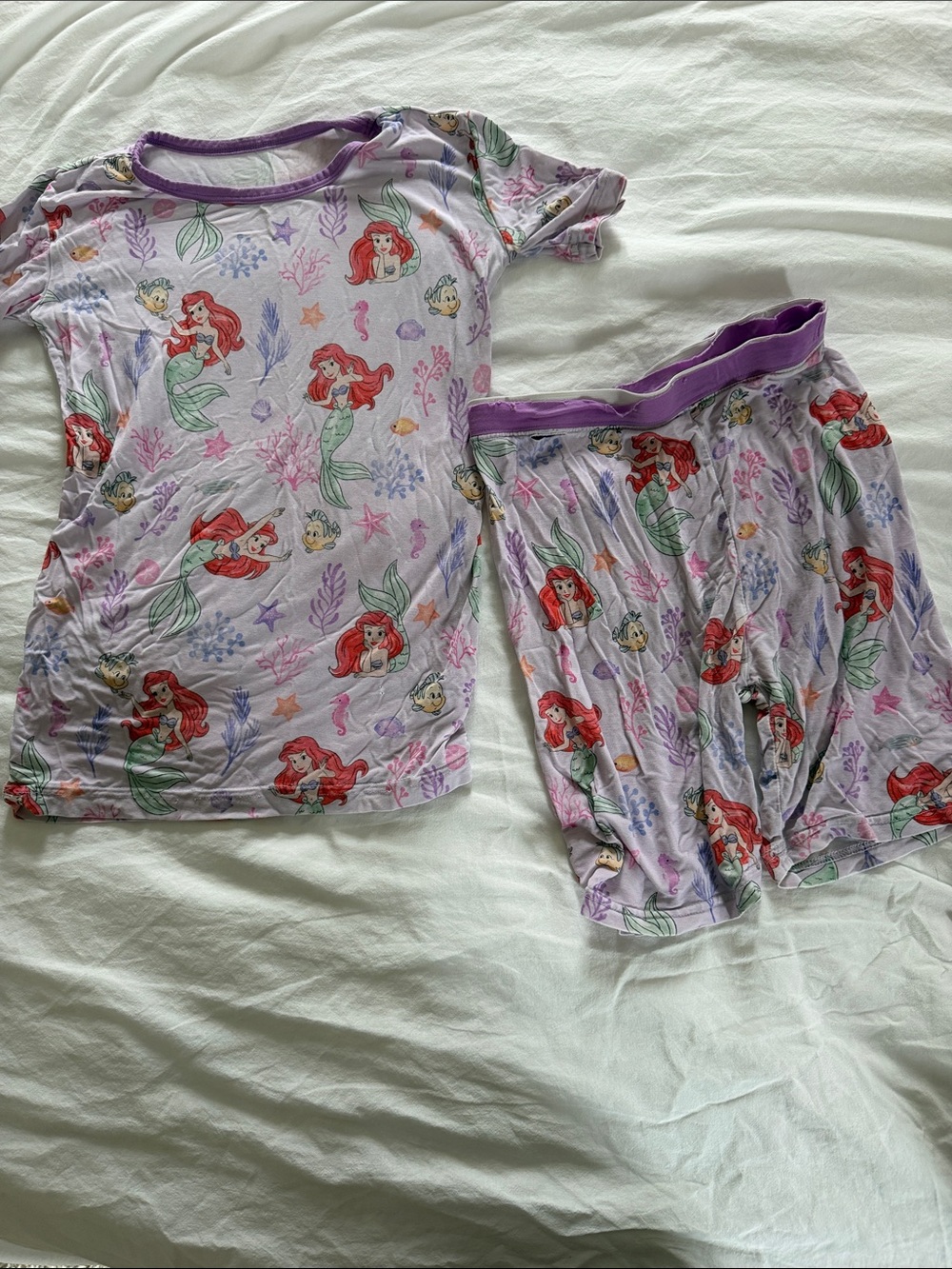 Disney The Little Mermaid Lavender Ariel Print Girls Pajama Set